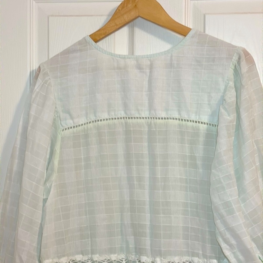 Free People Time Out Plaid Lace Trim Tunic, 
super subtle green hue, Medium - Picture 6 of 8